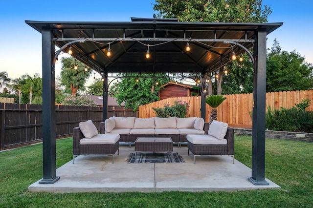 632 W Palo Alto Ave, Clovis, CA 93612 - fenced backyard featuring a gazebo, outdoor lounge area, and a patio