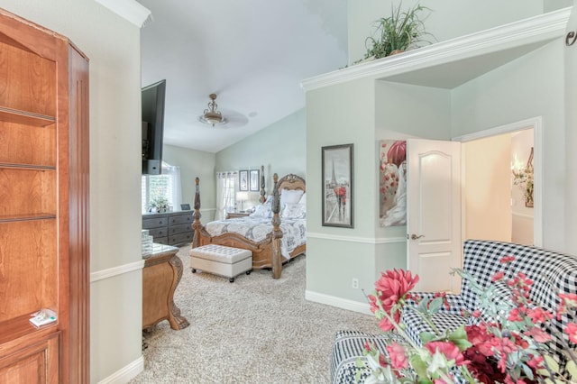 212 W Everglade Ave, Clovis, CA 93619 - bedroom with carpet flooring and vaulted ceiling