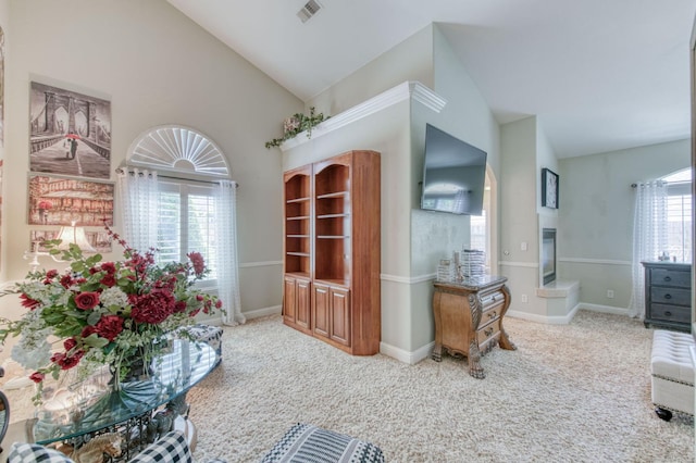 212 W Everglade Ave, Clovis, CA 93619 - hall with carpet floors and high vaulted ceiling