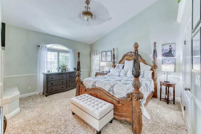 212 W Everglade Ave, Clovis, CA 93619 - bedroom featuring lofted ceiling, light carpet, and a ceiling fan