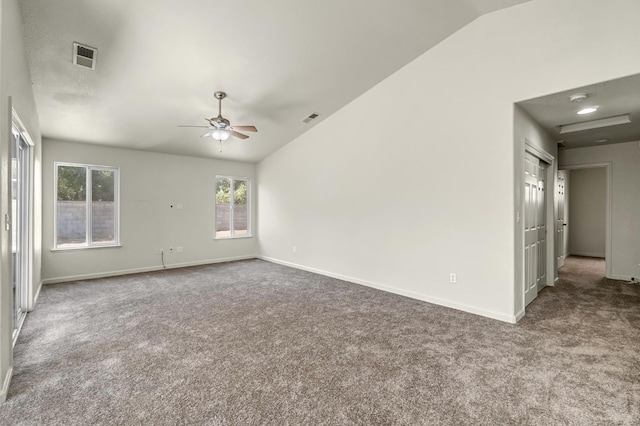 840 Morris Ln, Madera, CA 93637 - unfurnished room with vaulted ceiling, carpet, ceiling fan, and a smoke detector
