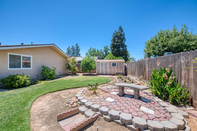 3348 W Sierra Ave, Fresno, CA 93711 - fenced backyard featuring a patio area and a storage unit