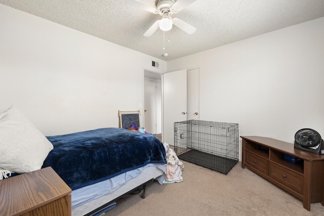 1446 Pico Ave, Clovis, CA 93611 - bedroom with light carpet, a textured ceiling, and ceiling fan