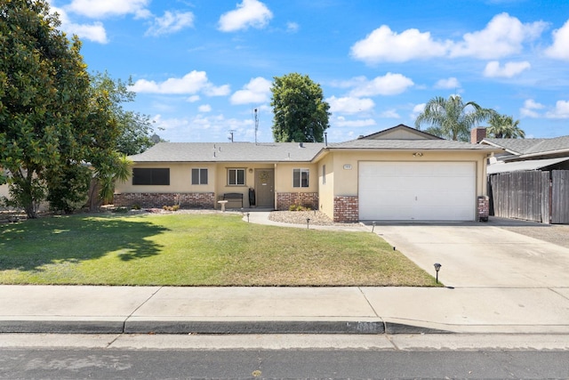 1446 Pico Ave, Clovis, CA 93611 - single story home with brick siding, an attached garage, concrete driveway, and stucco siding