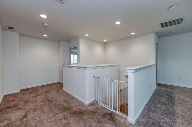 14288 W El Mar Ave, Kerman, CA 93630 - hallway with an upstairs landing, carpet, and recessed lighting