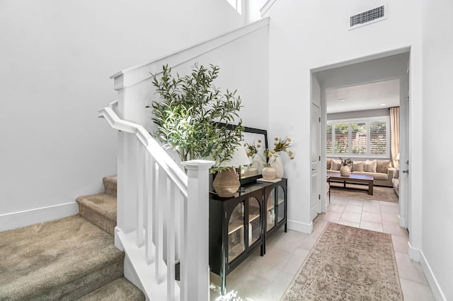 4349 Hillside Rd, Madera, CA 93636 - stairs featuring baseboards and a high ceiling