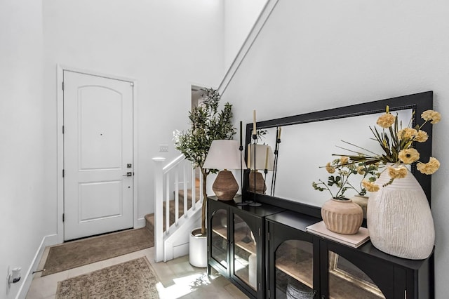 4349 Hillside Rd, Madera, CA 93636 - tiled entrance foyer with stairway and a high ceiling