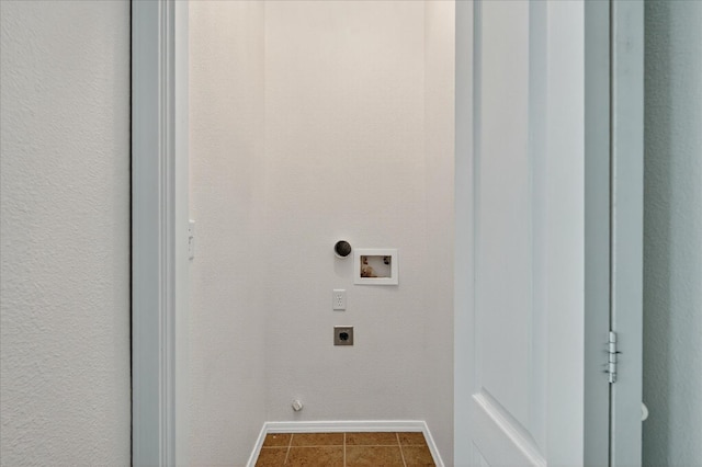 1935 N Glen Alva Ln, Clovis, CA 93619 - washroom with electric dryer hookup, washer hookup, and dark tile patterned floors