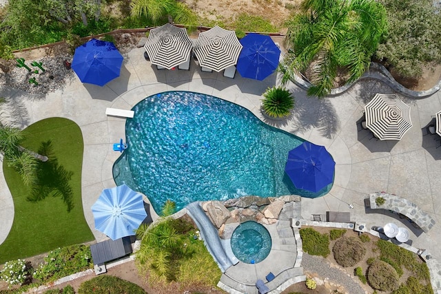 43295 Running Deer Dr, Coarsegold, CA 93614 - drone / aerial view of a pool