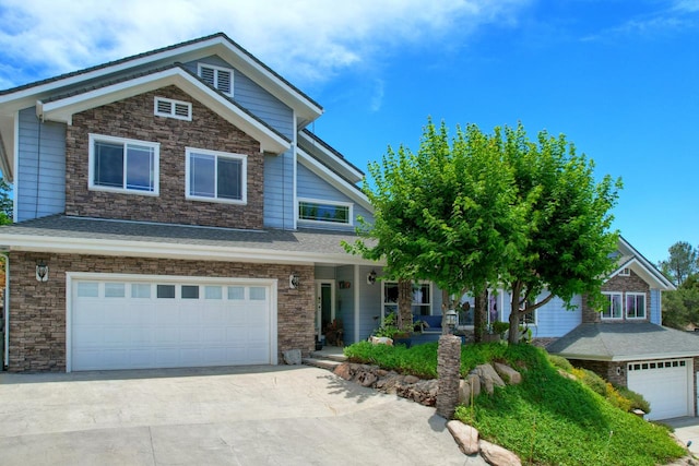 43295 Running Deer Dr, Coarsegold, CA 93614 - craftsman-style house featuring driveway, a porch, and a garage
