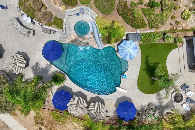 43295 Running Deer Dr, Coarsegold, CA 93614 - drone / aerial view of a pool area