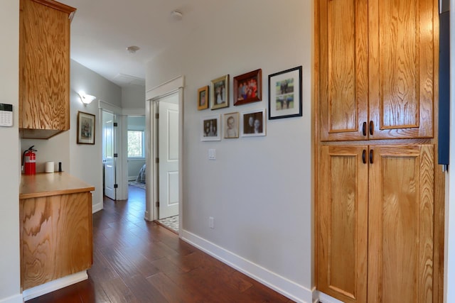 43295 Running Deer Dr, Coarsegold, CA 93614 - hallway featuring dark wood-type flooring and baseboards