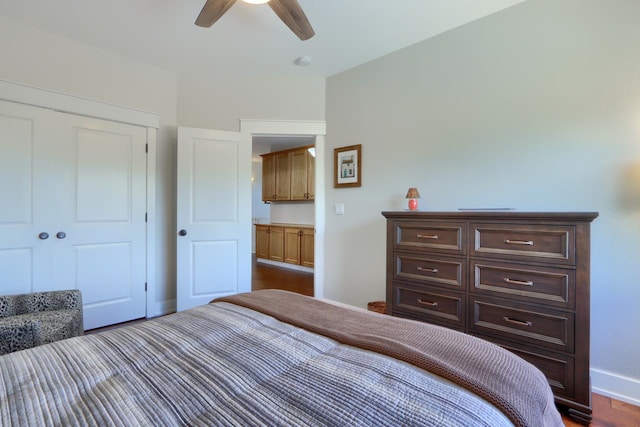 43295 Running Deer Dr, Coarsegold, CA 93614 - bedroom with a ceiling fan and a closet