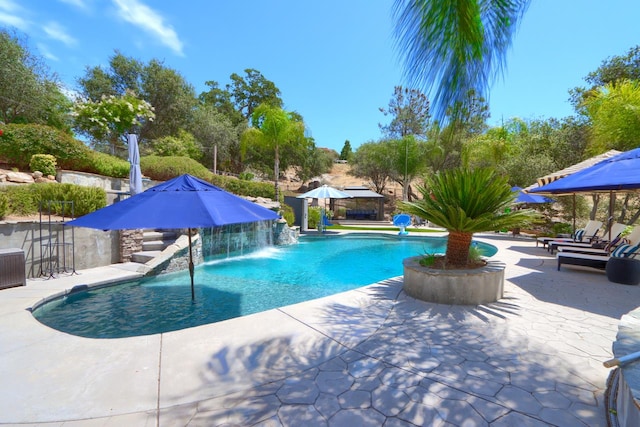 43295 Running Deer Dr, Coarsegold, CA 93614 - swimming pool with a gazebo and a patio area