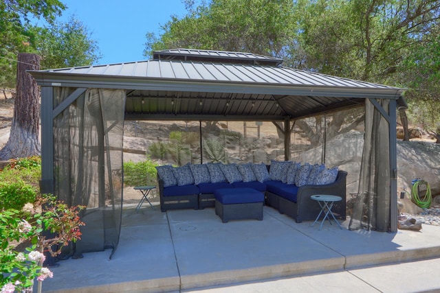 43295 Running Deer Dr, Coarsegold, CA 93614 - view of patio / terrace featuring a gazebo and an outdoor living space