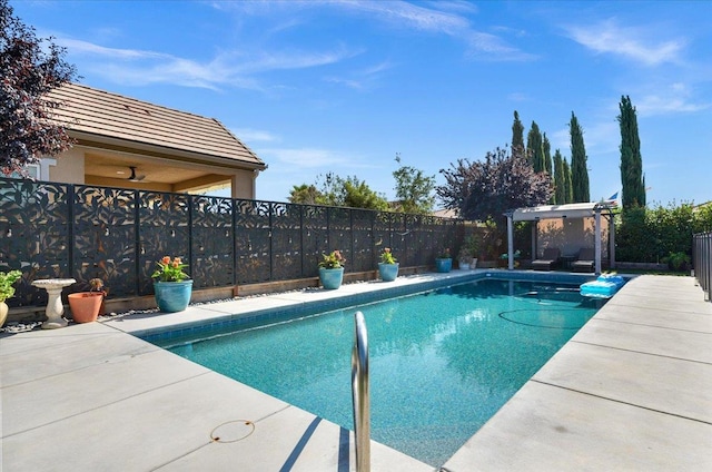 3982 Flint Ave, Clovis, CA 93619 - view of swimming pool featuring a fenced backyard, a pergola, and a patio