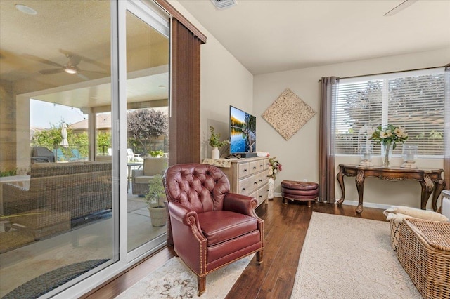 3982 Flint Ave, Clovis, CA 93619 - living area featuring ceiling fan and wood finished floors