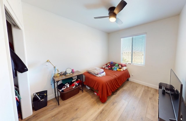 4367 Salem Ln, Clovis, CA 93619 - bedroom with hardwood / wood-style flooring and ceiling fan