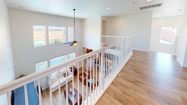 4367 Salem Ln, Clovis, CA 93619 - hallway featuring an upstairs landing, recessed lighting, and light wood finished floors