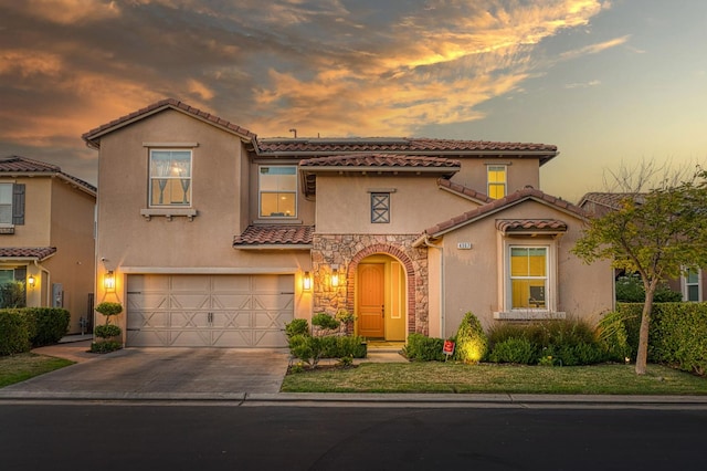 4367 Salem Ln, Clovis, CA 93619 - view of front of home featuring a tile roof, a garage, stucco siding, and driveway