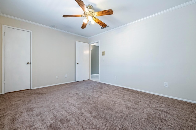 2076 W Calimyrna Ave Unit 102, Fresno, CA 93711 - unfurnished bedroom with crown molding, carpet flooring, and a ceiling fan