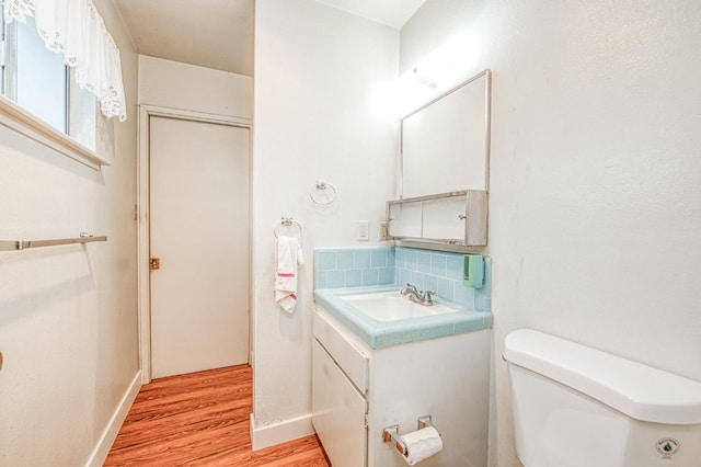 11016 E S Ave, Selma, CA 93662 - bathroom featuring wood finished floors, vanity, and backsplash