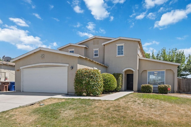 4220 Spruce St, Firebaugh, CA 93622 - view of front of house with stucco siding, an attached garage, and driveway