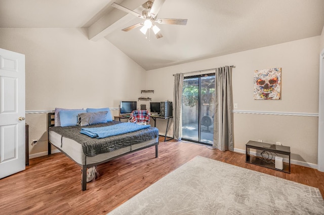 115 Prince Ln, Madera, CA 93637 - bedroom featuring access to exterior, wood finished floors, and a ceiling fan