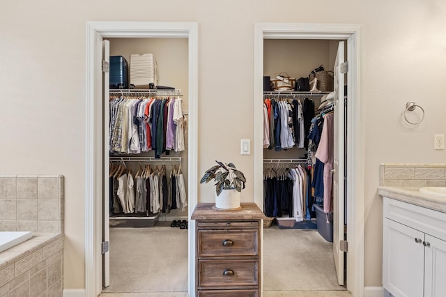 10911 E Swift Ave, Clovis, CA 93619 - bathroom featuring vanity, a bath, and a walk in closet