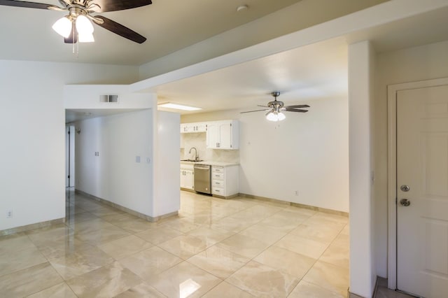1542 E Alluvial Ave Unit 128, Fresno, CA 93720 - unfurnished living room with ceiling fan and a sink