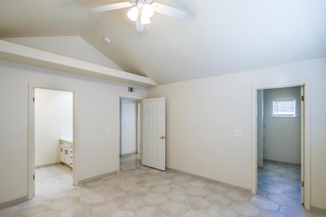 1542 E Alluvial Ave Unit 128, Fresno, CA 93720 - unfurnished bedroom featuring lofted ceiling and ceiling fan