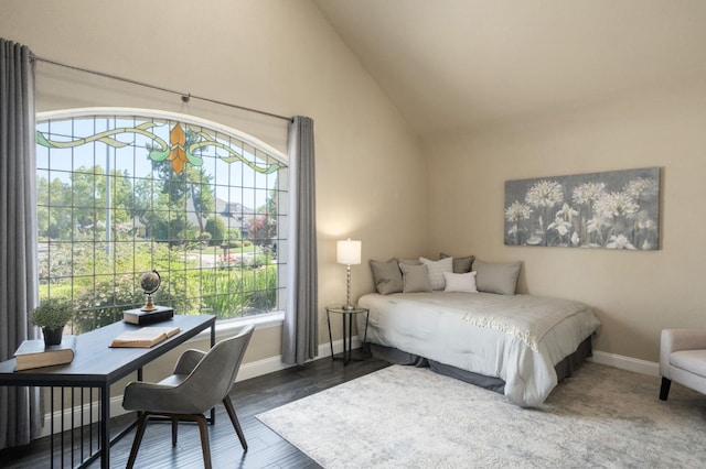 8501 N Akron Ave, Fresno, CA 93720 - bedroom with baseboards and lofted ceiling