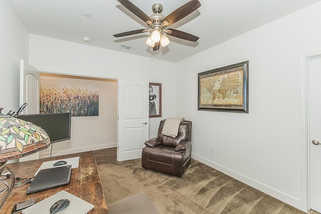 400 Ridge Creek Estates Way, Dinuba, CA 93618 - sitting room featuring a ceiling fan and carpet