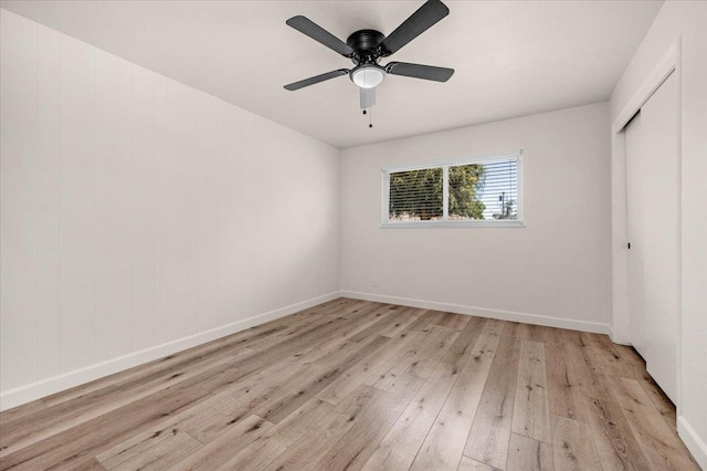 652 E Portals Ave, Fresno, CA 93710 - unfurnished bedroom featuring light wood-style floors, a closet, and a ceiling fan