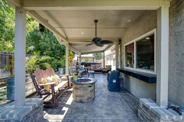 365 Stanford Ave, Clovis, CA 93611 - view of patio / terrace with an outdoor living space with a fire pit and ceiling fan