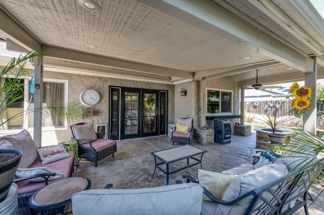 365 Stanford Ave, Clovis, CA 93611 - view of patio / terrace featuring french doors, outdoor lounge area, and ceiling fan