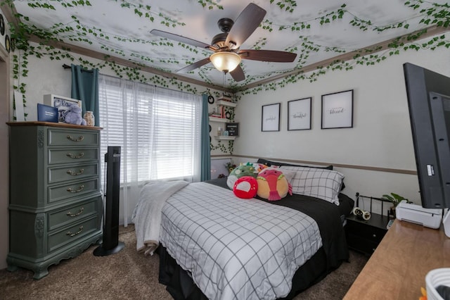 365 Stanford Ave, Clovis, CA 93611 - bedroom with dark carpet and ceiling fan