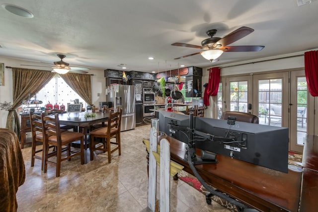 365 Stanford Ave, Clovis, CA 93611 - dining area featuring a ceiling fan and french doors