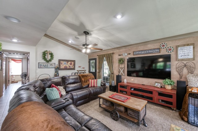365 Stanford Ave, Clovis, CA 93611 - living area with a ceiling fan, recessed lighting, and crown molding