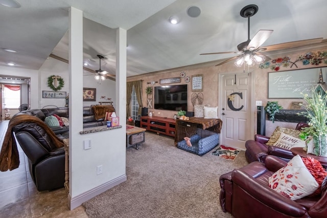 365 Stanford Ave, Clovis, CA 93611 - living room with ceiling fan, carpet floors, and recessed lighting