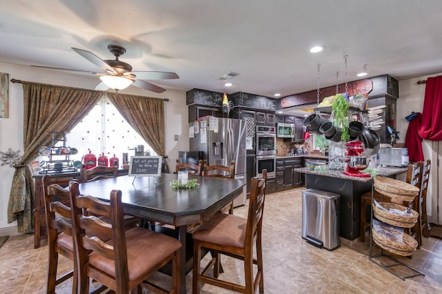 365 Stanford Ave, Clovis, CA 93611 - dining room with ceiling fan and recessed lighting