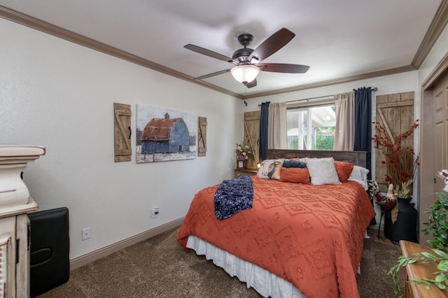 365 Stanford Ave, Clovis, CA 93611 - carpeted bedroom featuring crown molding and a ceiling fan