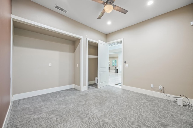 7160 W Dovewood Ln, Fresno, CA 93723 - unfurnished room featuring a ceiling fan, light carpet, and recessed lighting