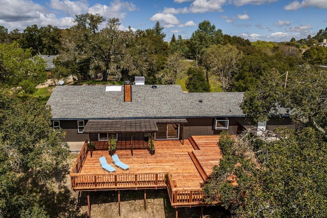 9098 San Gabriel Rd, Atascadero, CA 93422 - back of house featuring a deck, a chimney, and roof with shingles