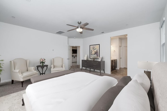 7173 N Shiraz, Fresno, CA 93722 - bedroom with carpet floors, ensuite bathroom, and a ceiling fan