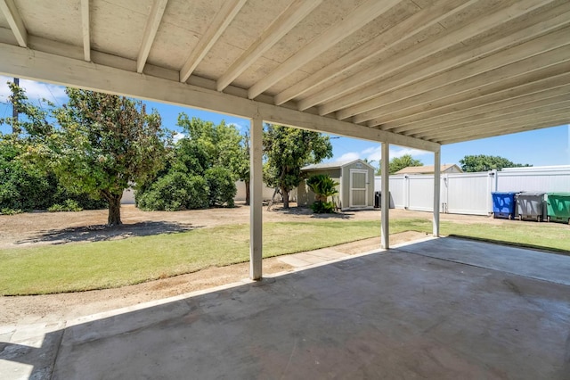 8573 E Ostler St, Selma, CA 93662 - fenced backyard with a storage shed and a patio area