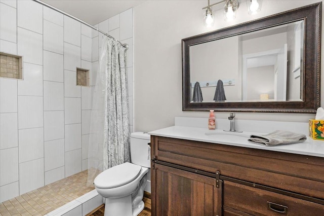 27762 Twin Ponds Rd, Clovis, CA 93619 - bathroom featuring vanity, a tile shower, and wood finished floors