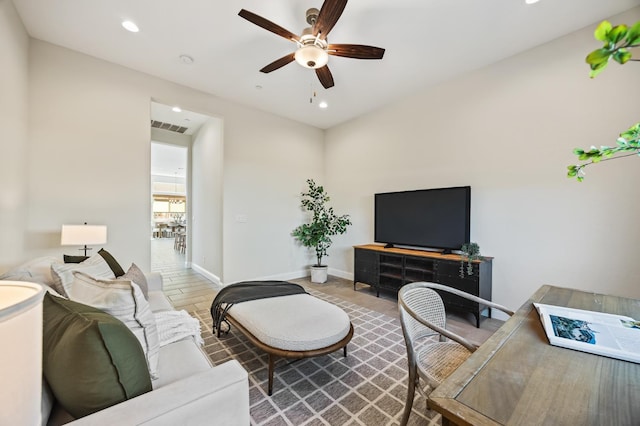 998 Highland Rd W, Madera, CA 93636 - living room with a ceiling fan and recessed lighting