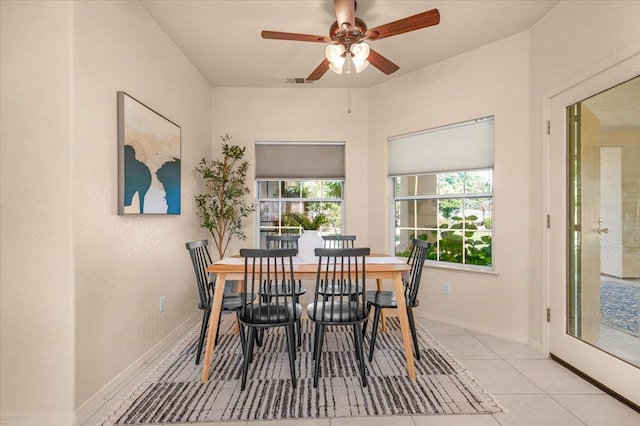431 S Fowler Ave, Fresno, CA 93727 - tiled dining area featuring ceiling fan and baseboards