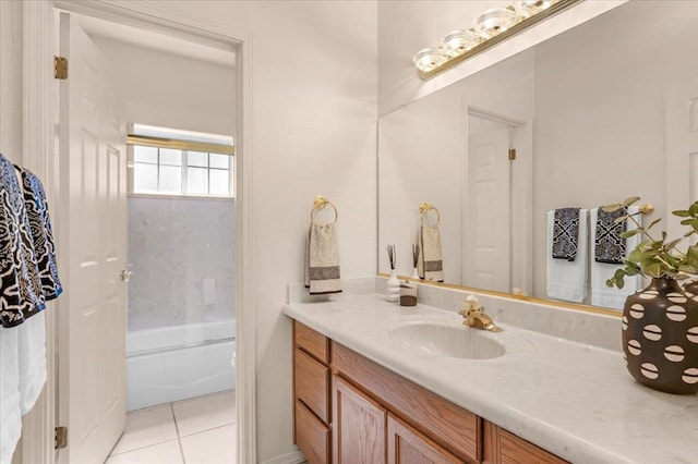 431 S Fowler Ave, Fresno, CA 93727 - full bathroom featuring vanity, tile patterned floors, and bathtub / shower combination